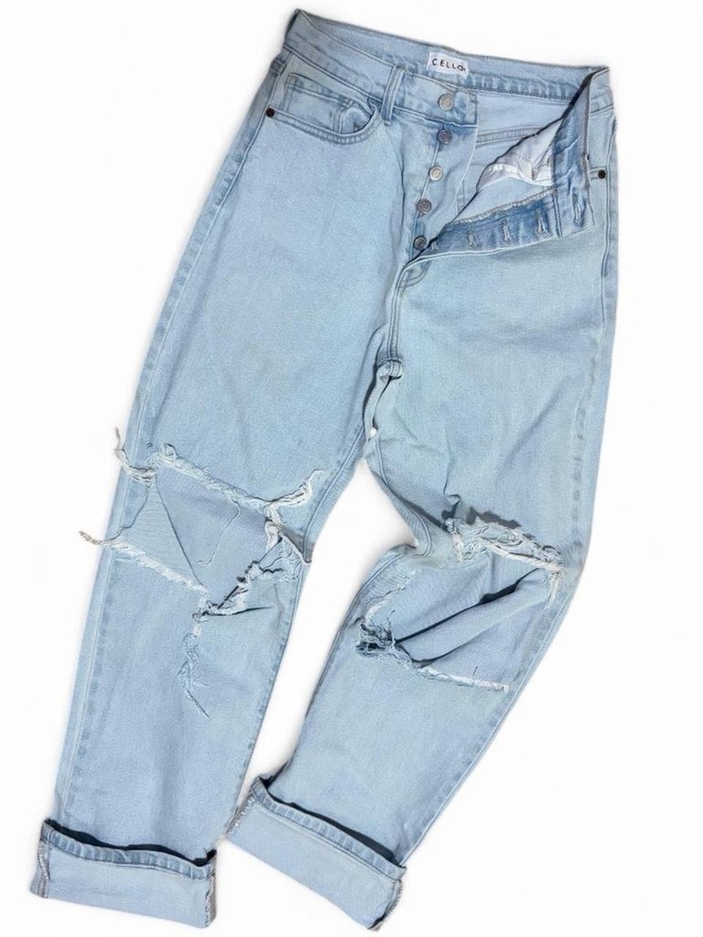 CELLO Light Blue Ripped Relaxed Fit Men’s Jeans